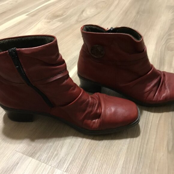 Rieker Ladies Burgundy Ankle Boots Size 40 - Picture 3 of 5